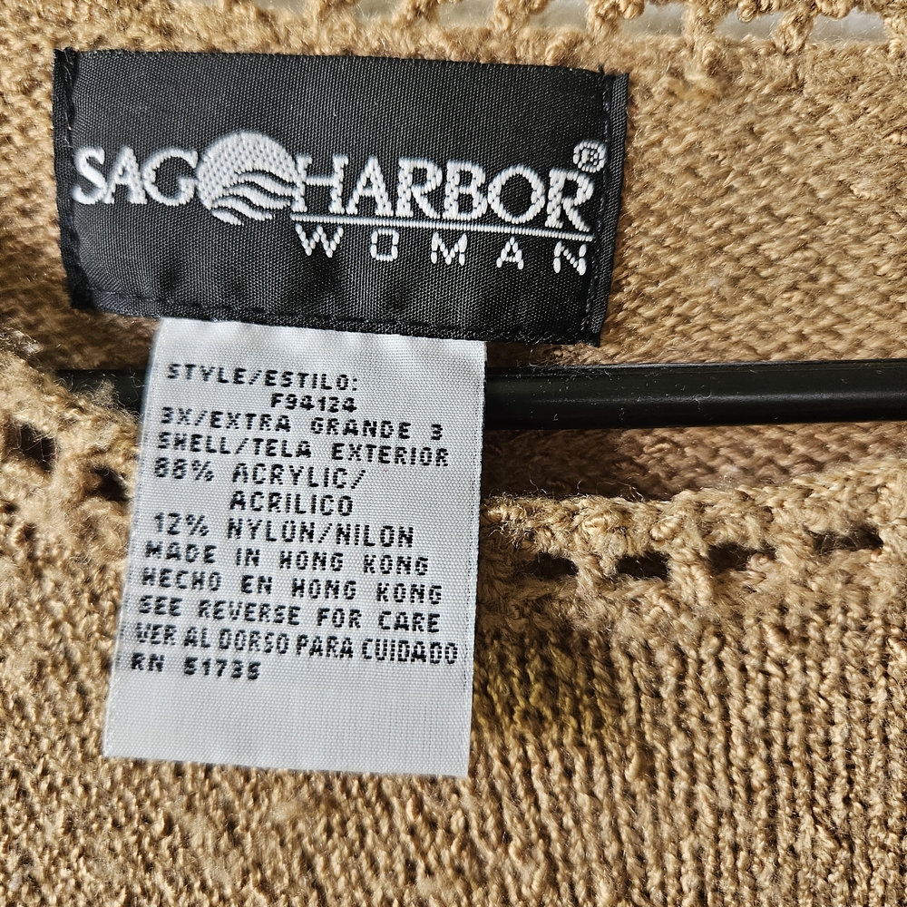 ♻️Sag Harbor Woman Tan Textured Knit Top • 3X • Short Sleeve - Picture 4 of 5